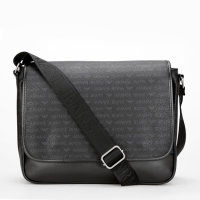 男士拉链长方形可调节肩带拼接手提双肩包